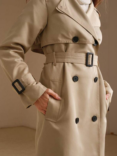 Jacqueline | Eleganter langer Trenchcoat in Beige