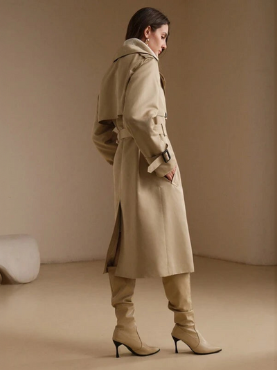 Jacqueline | Eleganter langer Trenchcoat in Beige