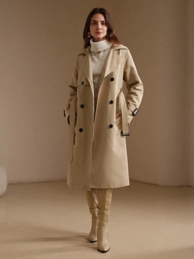 Jacqueline | Eleganter langer Trenchcoat in Beige