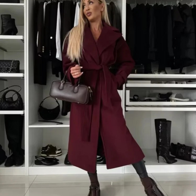 Burgundy | Eleganter Mantel in Bordeauxrot