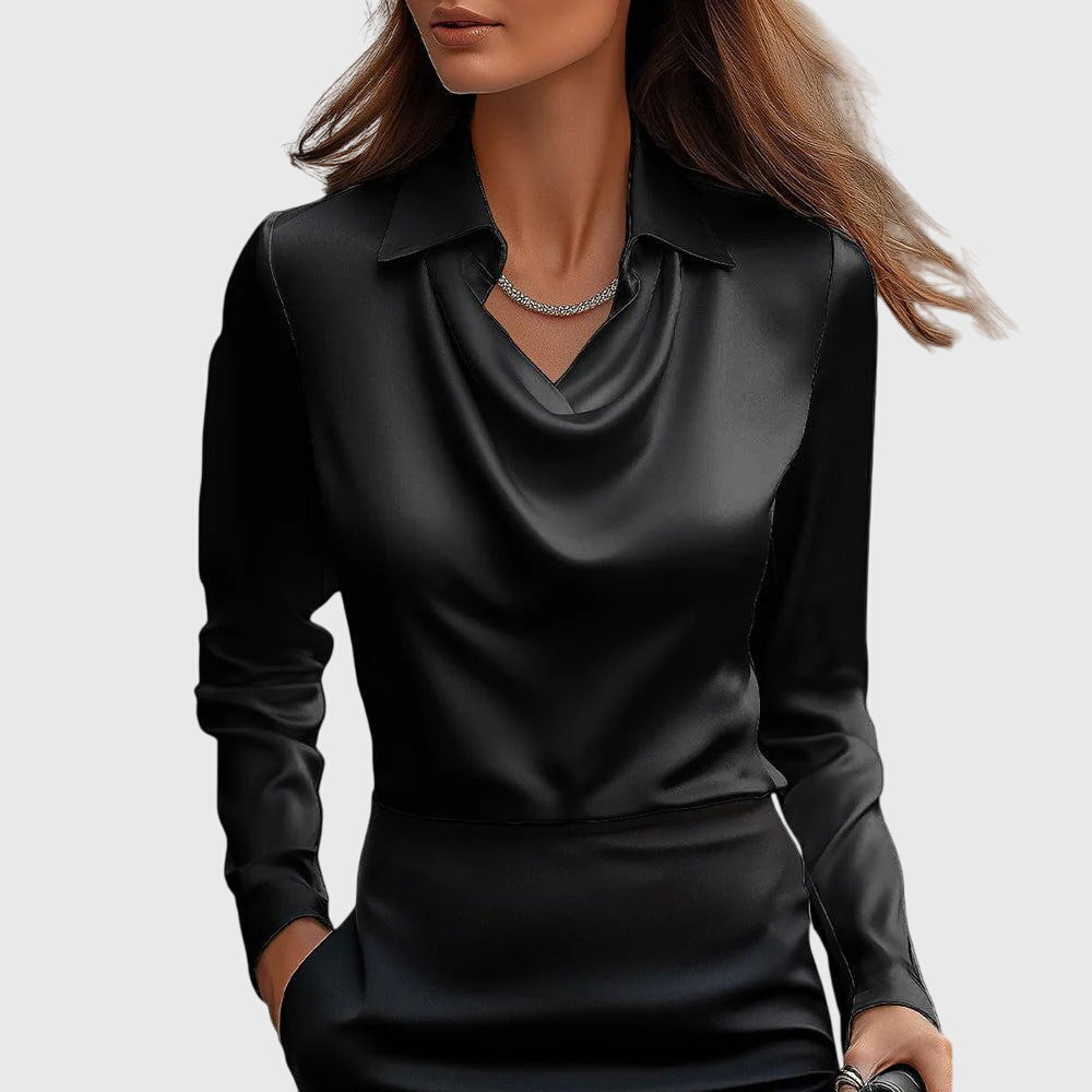 Sylvie | Bluse mit Glanz und Faltenausschnitt