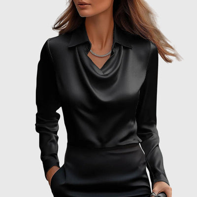 Sylvie | Bluse mit Glanz und Faltenausschnitt
