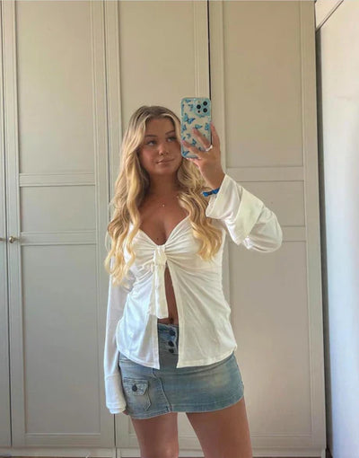 Fleur | Strickbluse mit Schleifendetail