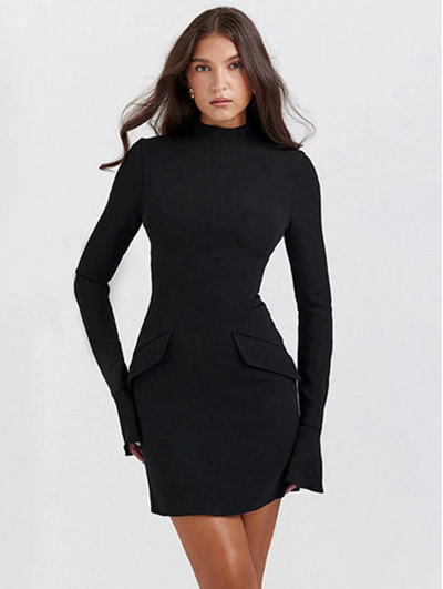 Silvi | Elegantes Langarm-Kleid mit Revers