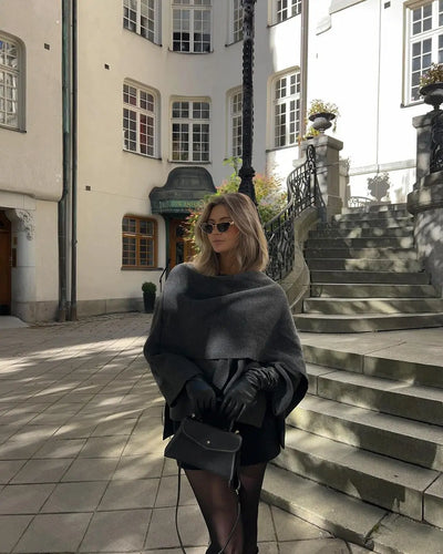 Elena | Cropped Mantel mit integriertem Schal