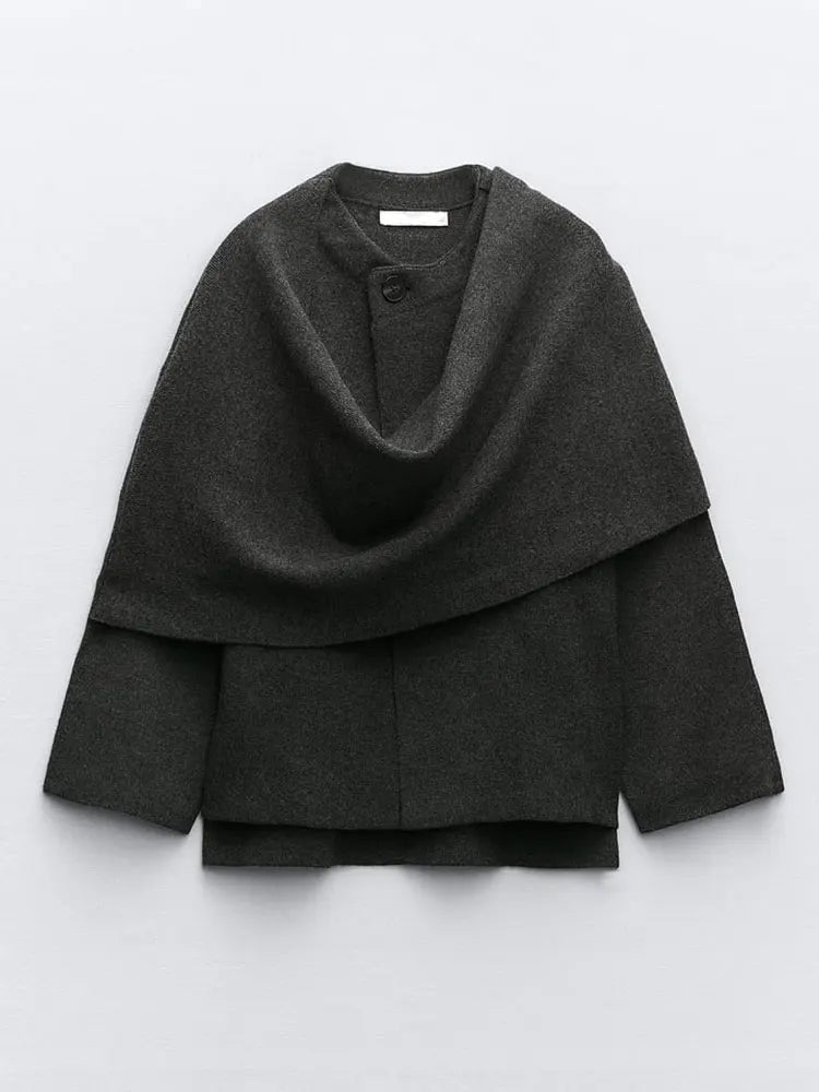 Elena | Cropped Mantel mit integriertem Schal
