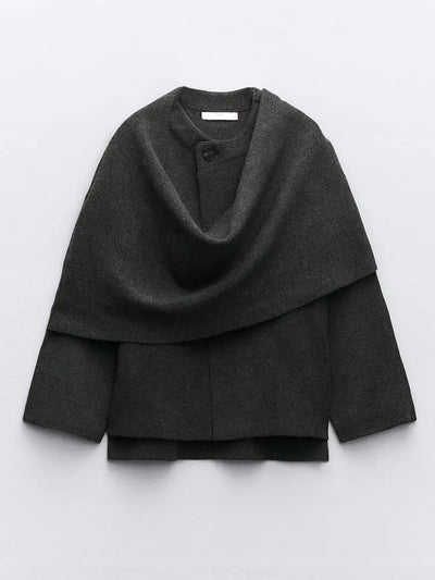 Elena | Cropped Mantel mit integriertem Schal