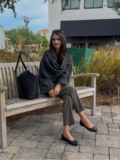 Elena | Cropped Mantel mit integriertem Schal
