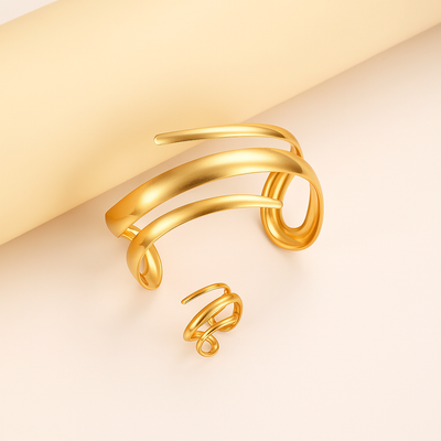 Aurélie | Skulpturales Schmuck-Set in Goldoptik