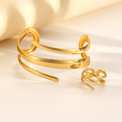 Aurélie | Skulpturales Schmuck-Set in Goldoptik