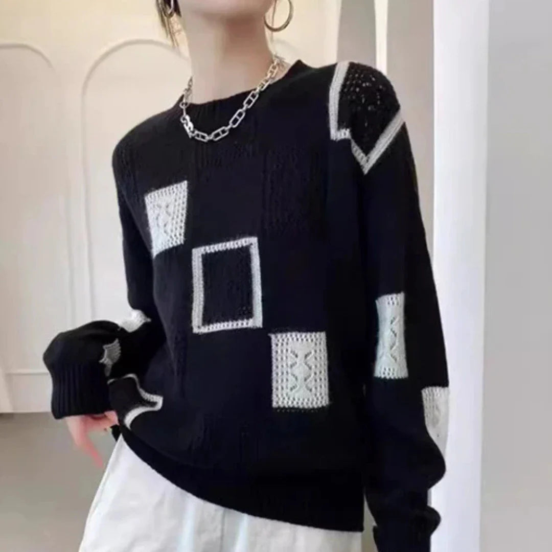 Leona | Strickpullover mit Patchwork-Design