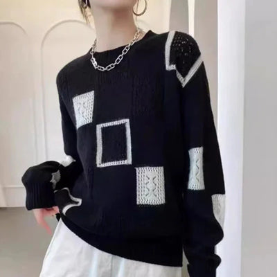Leona | Strickpullover mit Patchwork-Design