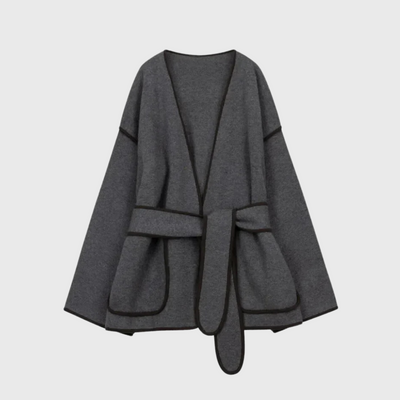 Ysolde | Eleganter Cape-Mantel mit Bindegürtel