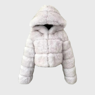 Modena | Cropped Kunstpelz-Jacke mit Kapuze