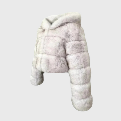 Modena | Cropped Kunstpelz-Jacke mit Kapuze