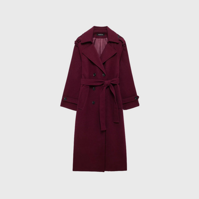 Burgundy | Eleganter Mantel in Bordeauxrot
