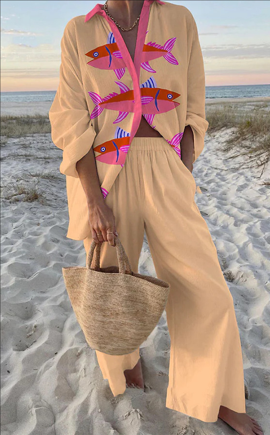 Evalisse | Zweiteiliges Set mit Fisch-Print