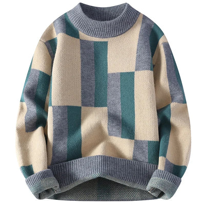 Brent | Karierter Strickpullover mit Mock-Kragen