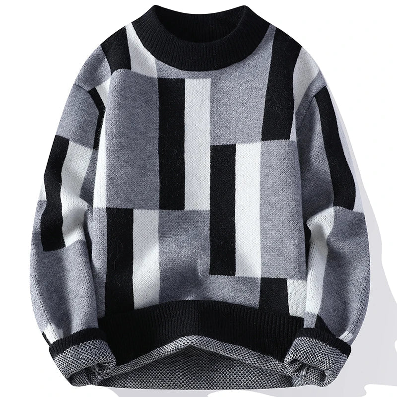 Brent | Karierter Strickpullover mit Mock-Kragen