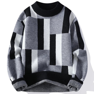 Brent | Karierter Strickpullover mit Mock-Kragen