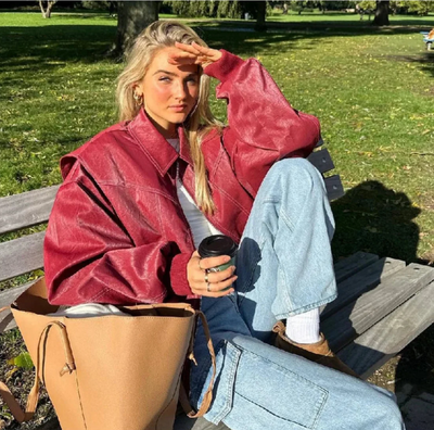 Yade | Oversized Lederjacke