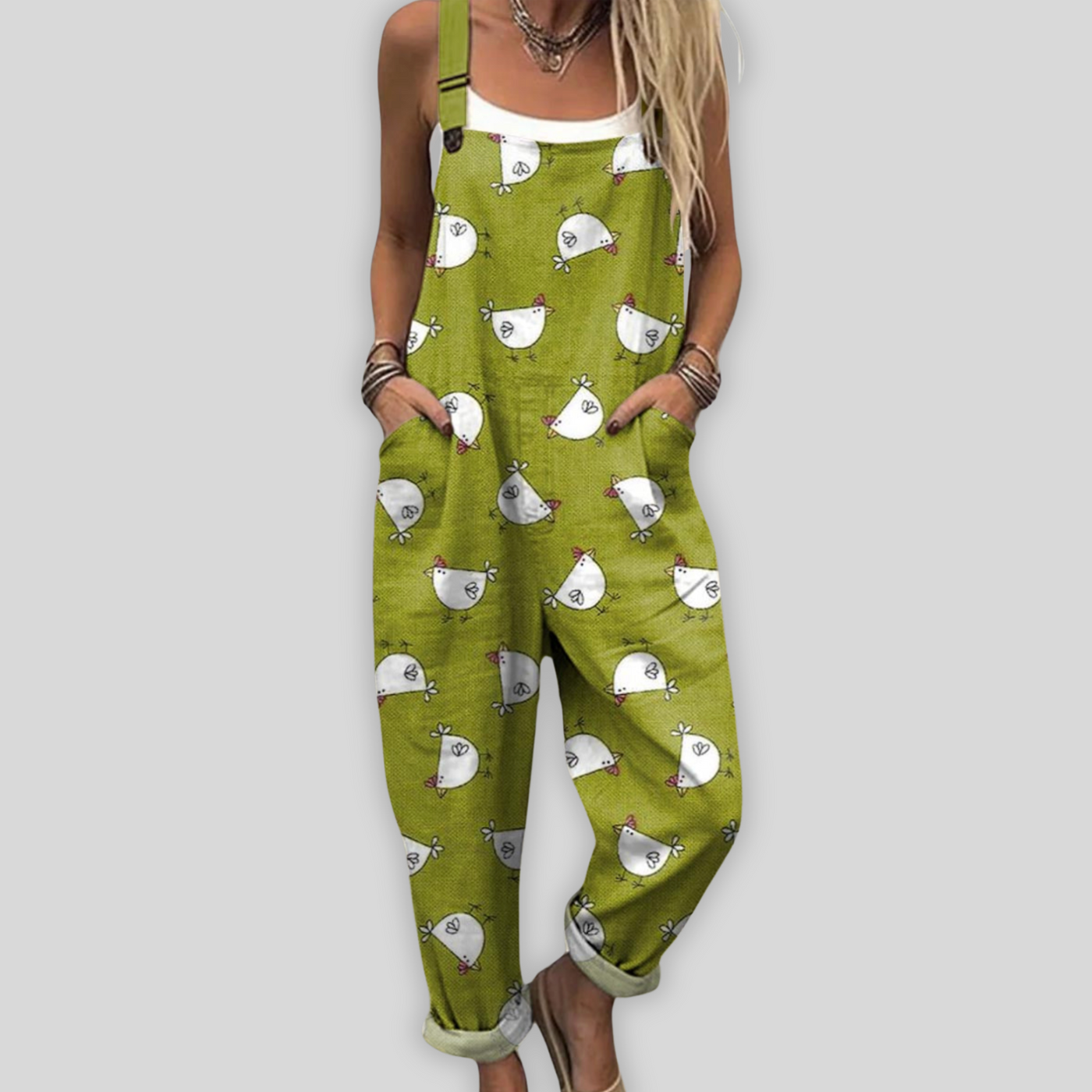 Noor | Sommer-Latzhose mit Hühnerprint