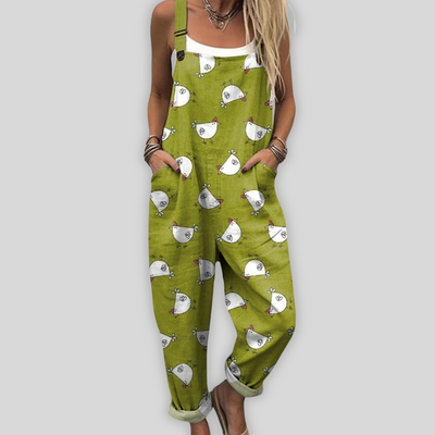 Noor | Sommer-Latzhose mit Hühnerprint