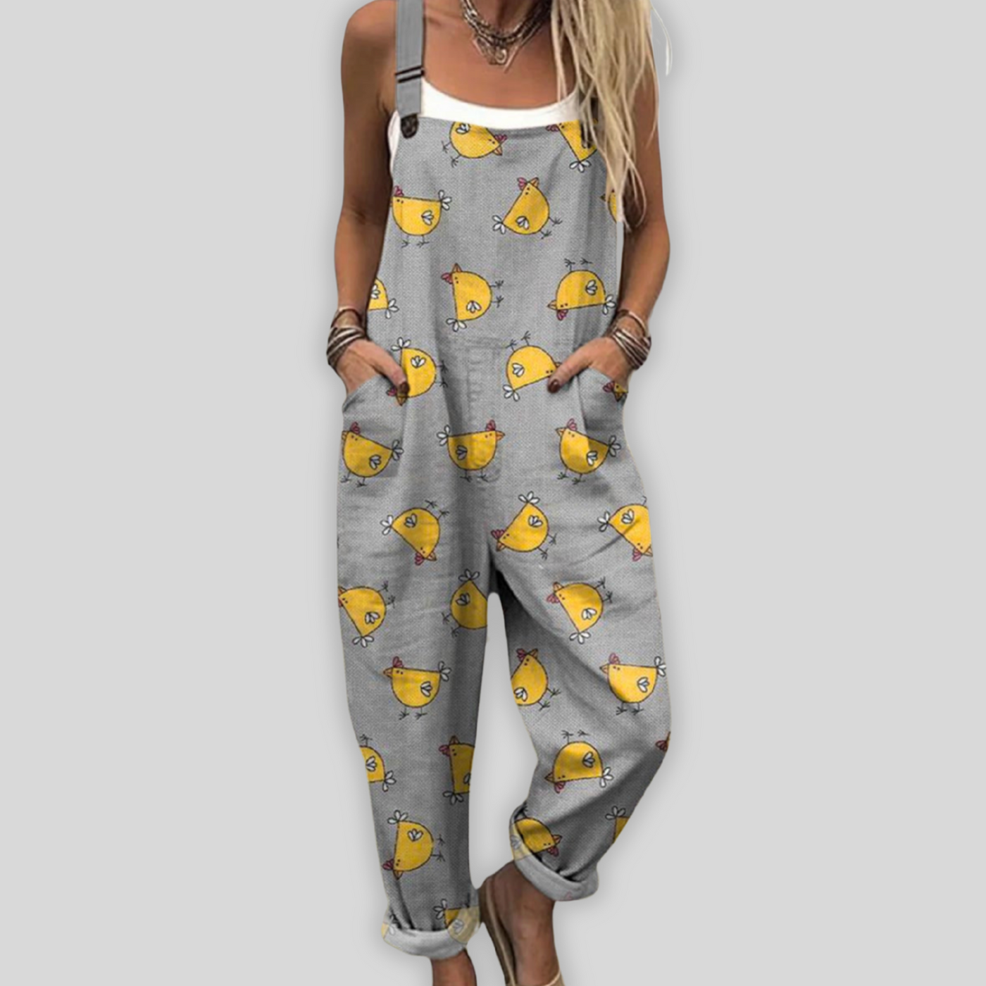 Noor | Sommer-Latzhose mit Hühnerprint