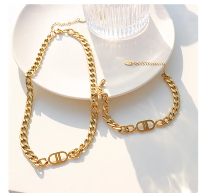Ciel | Luxuriöse Ketten- & Armband-Set in 18K Gold Plated Edelstahl
