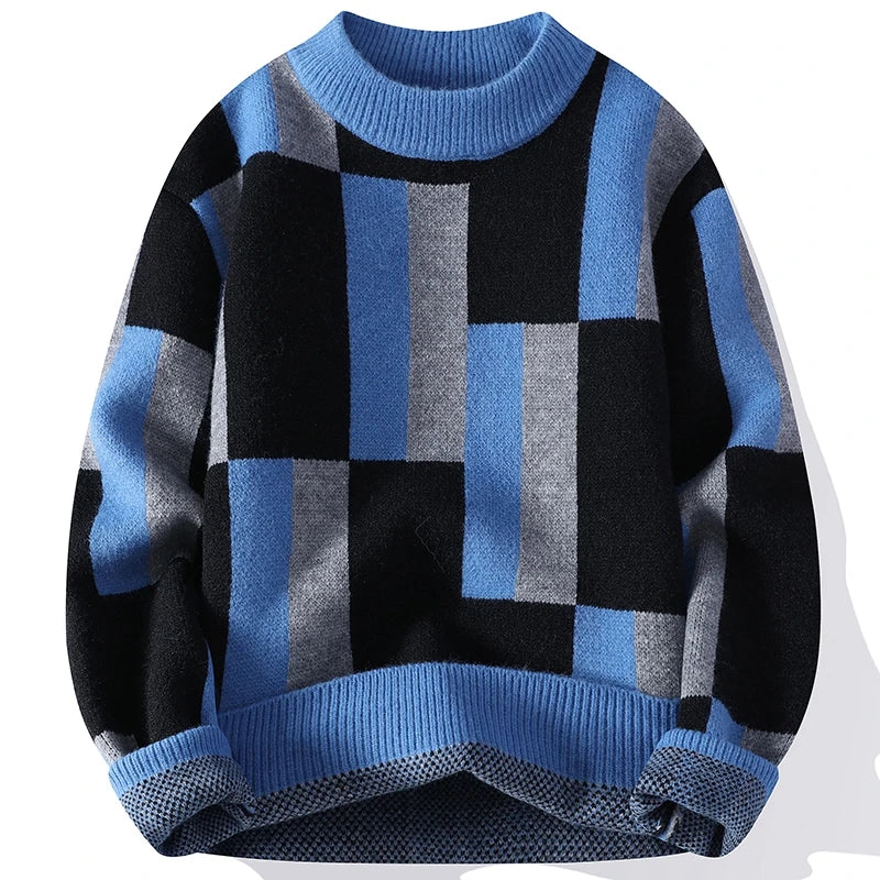 Brent | Karierter Strickpullover mit Mock-Kragen