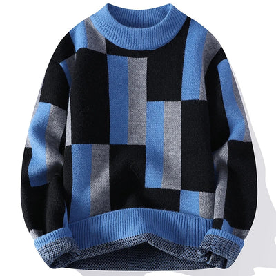 Brent | Karierter Strickpullover mit Mock-Kragen
