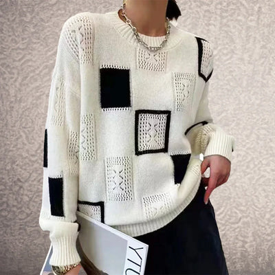 Leona | Strickpullover mit Patchwork-Design