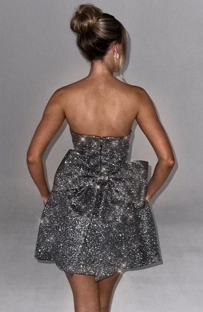 Amalia | Glitzer-Minikleid mit Schleifendetail