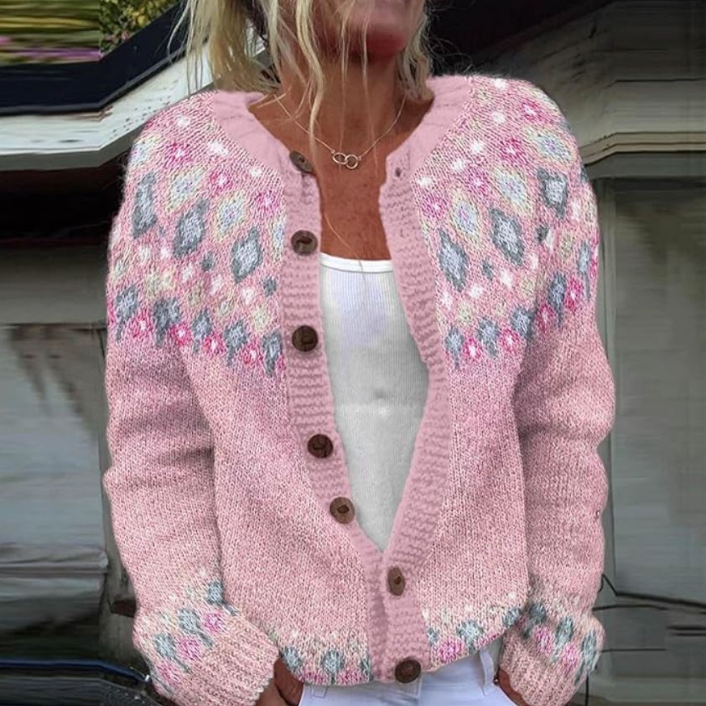 Lotte | Strickjacke mit Print rosa