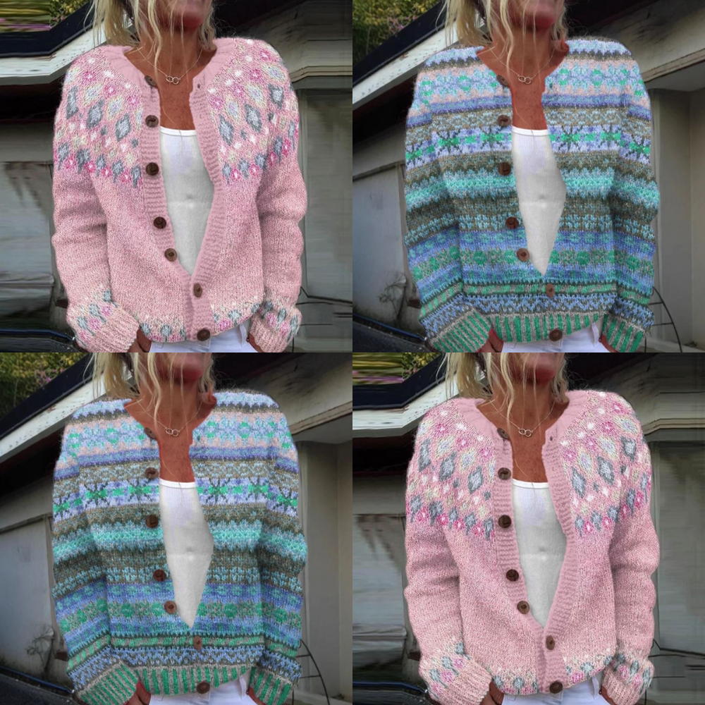 Lotte | Strickjacke mit Print rosa