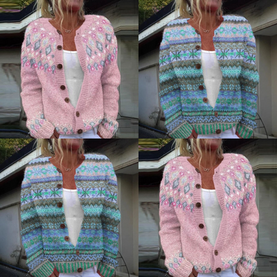 Lotte | Strickjacke mit Print rosa
