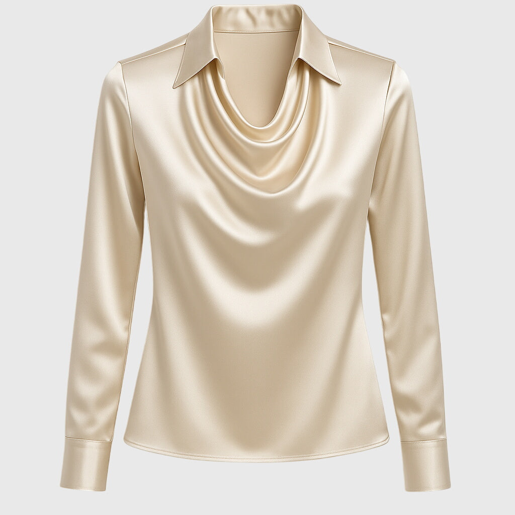 Sylvie | Bluse mit Glanz und Faltenausschnitt