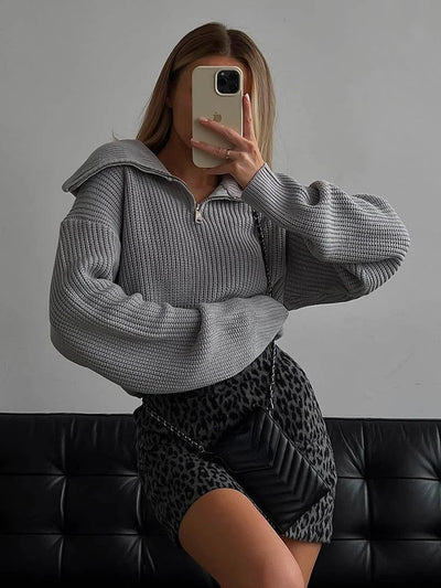 Lieke | Strickpullover mit Reißverschluss