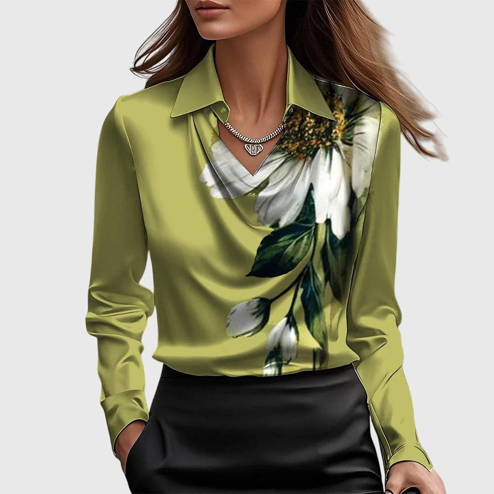 Sylvie | Bluse mit Glanz und Faltenausschnitt