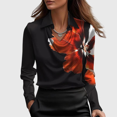 Sylvie | Bluse mit Glanz und Faltenausschnitt