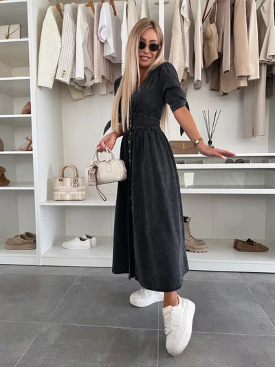 Isabella | Feminines Midikleid mit Knopfleiste