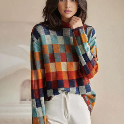 Julia | Patchwork-Rollkragenpullover