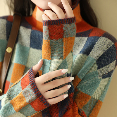 Julia | Patchwork-Rollkragenpullover