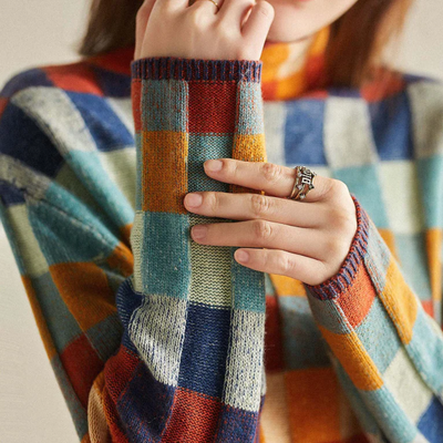 Julia | Patchwork-Rollkragenpullover