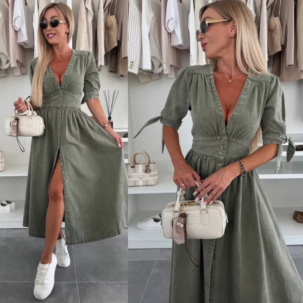 Isabella | Feminines Midikleid mit Knopfleiste