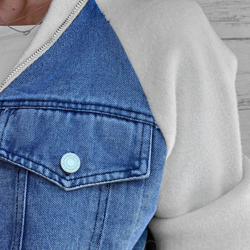 Noelle | Patchwork Denim Jack mit Kapuze