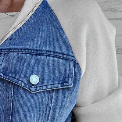 Noelle | Patchwork Denim Jack mit Kapuze