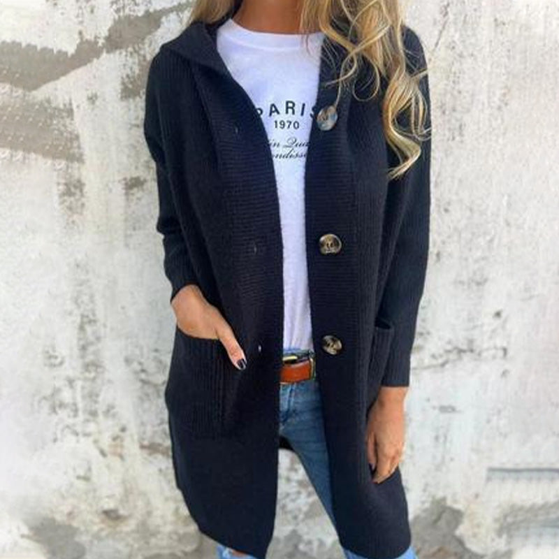Anouk | Midilanger Cardigan mit Kapuze